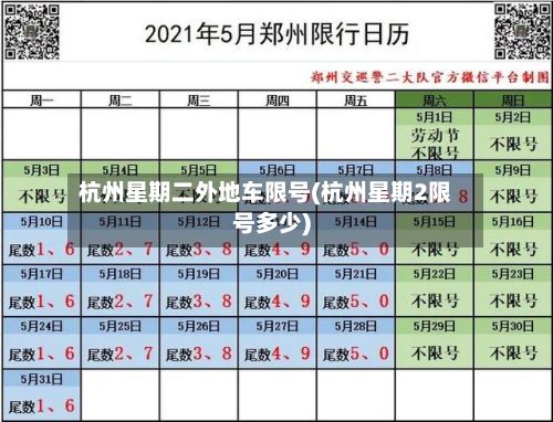杭州星期二外地车限号(杭州星期2限号多少)