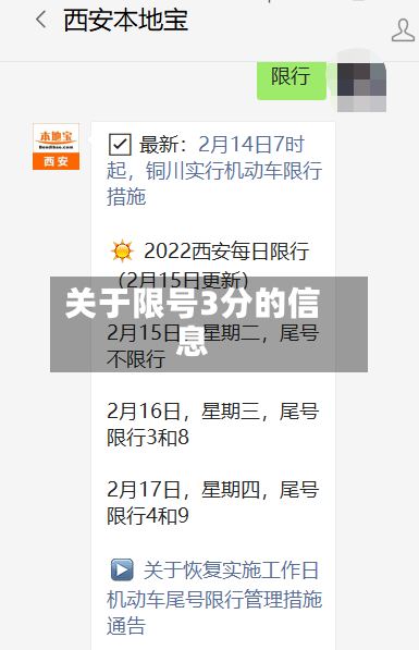 关于限号3分的信息