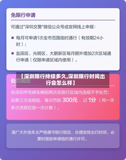 【深圳限行持续多久,深圳限行时间出行会怎么样】-第3张图片